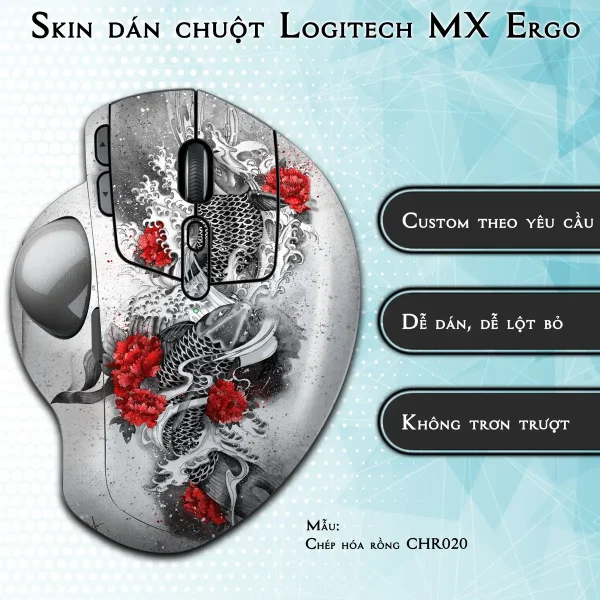 Skin dán chuột Logitech MX Ergo mẫu Chép hóa rồng CHR020
