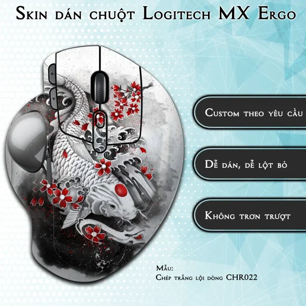 Skin dán chuột Logitech MX Ergo mẫu Chép trắng lội dòng CHR022