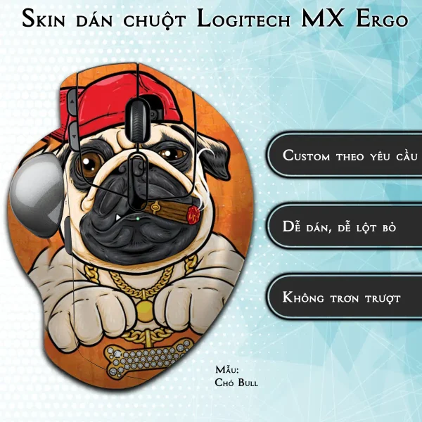 Skin dán chuột Logitech MX Ergo mẫu Chó Bull