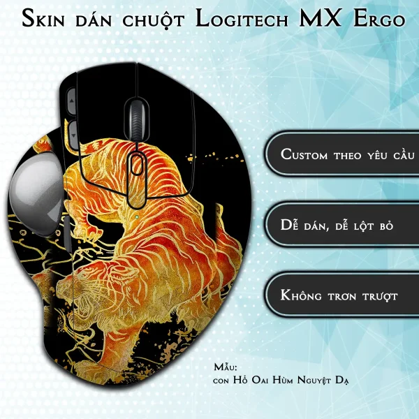 Skin dán chuột Logitech MX Ergo mẫu con Hổ Oai Hùm Nguyệt Dạ