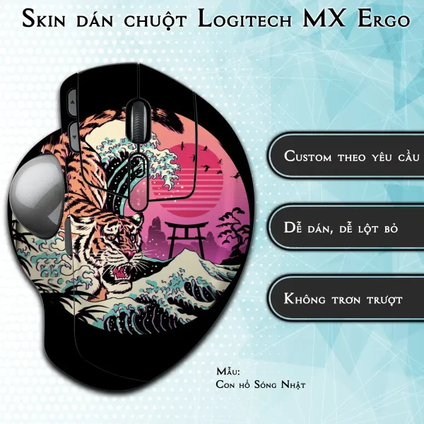 Skin dán chuột Logitech MX Ergo mẫu Con hổ Sóng Nhật