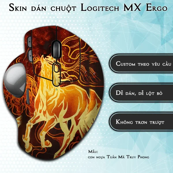 Skin dán chuột Logitech MX Ergo mẫu con ngựa Tuấn Mã Truy Phong