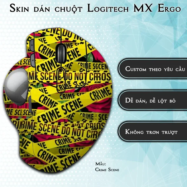 Skin dán chuột Logitech MX Ergo mẫu Crime Scene