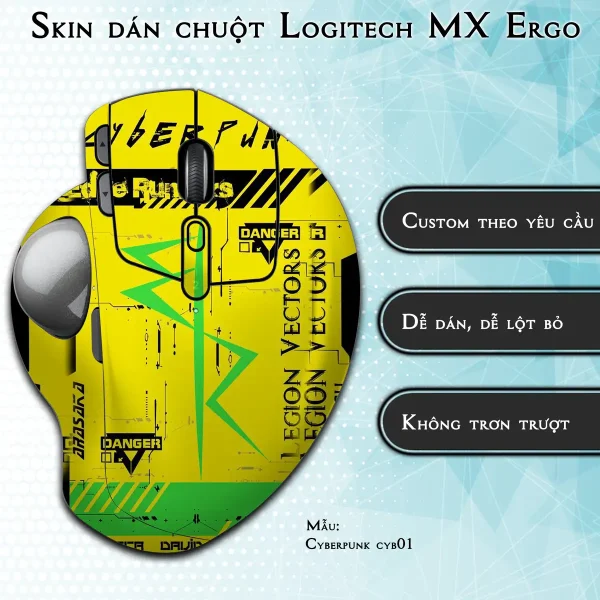 Skin dán chuột Logitech MX Ergo mẫu Cyberpunk cyb01