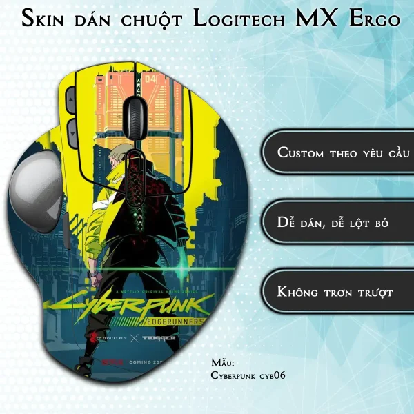 Skin dán chuột Logitech MX Ergo mẫu Cyberpunk cyb06