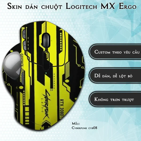 Skin dán chuột Logitech MX Ergo mẫu Cyberpunk cyb08