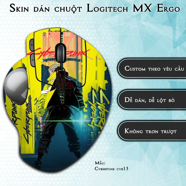 Skin dán chuột Logitech MX Ergo mẫu Cyberpunk cyb13