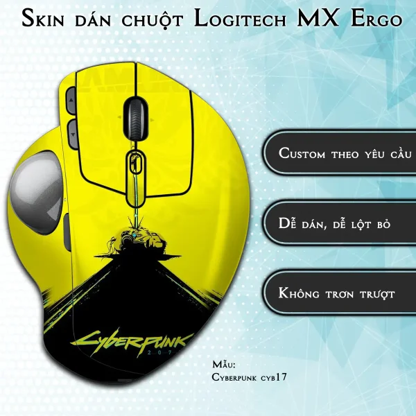 Skin dán chuột Logitech MX Ergo mẫu Cyberpunk cyb17