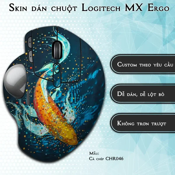 Skin dán chuột Logitech MX Ergo mẫu Cá chép CHR046