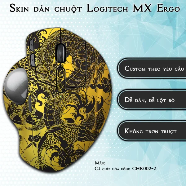 Skin dán chuột Logitech MX Ergo mẫu Cá chép hóa rồng CHR002-2