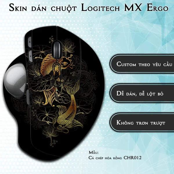 Skin dán chuột Logitech MX Ergo mẫu Cá chép hóa rồng CHR012