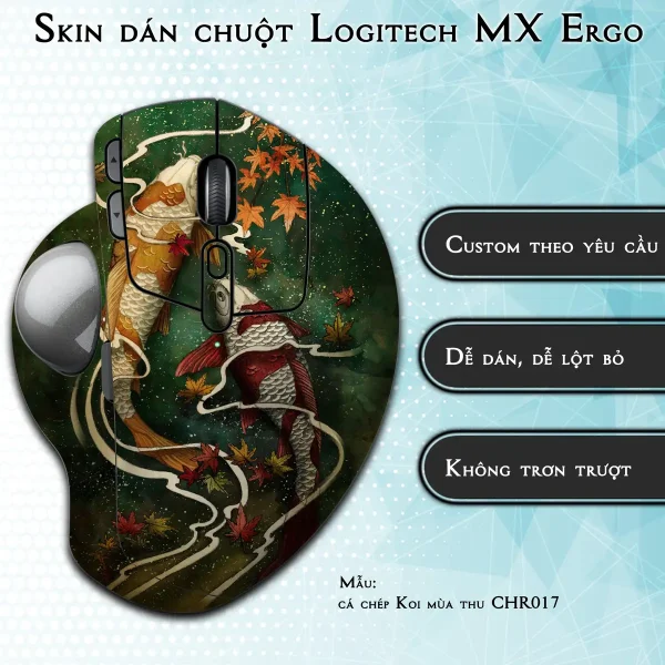 Skin dán chuột Logitech MX Ergo mẫu cá chép Koi mùa thu CHR017