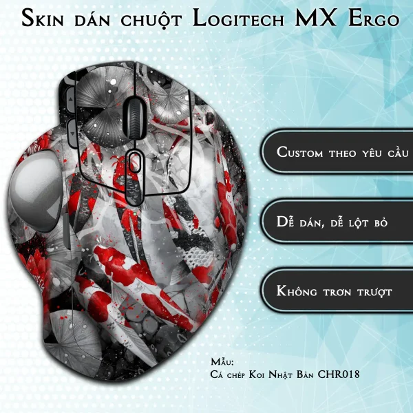 Skin dán chuột Logitech MX Ergo mẫu Cá chép Koi Nhật Bản CHR018