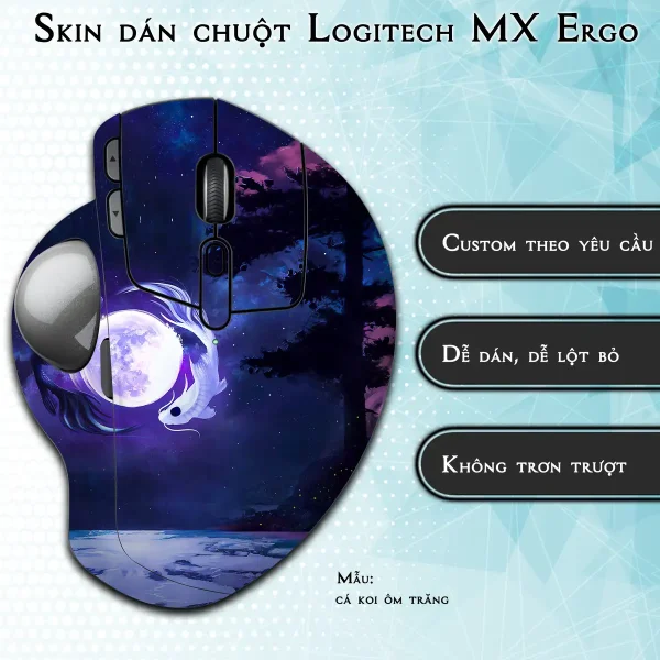 Skin dán chuột Logitech MX Ergo mẫu cá koi ôm trăng