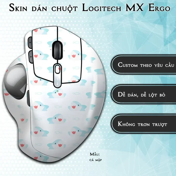 Skin dán chuột Logitech MX Ergo mẫu cá mập