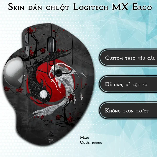 Skin dán chuột Logitech MX Ergo mẫu Cá âm dương