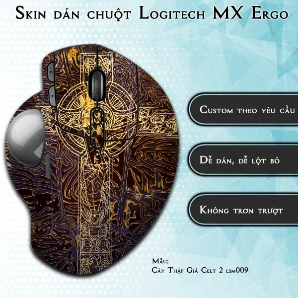 Skin dán chuột Logitech MX Ergo mẫu Cây Thập Giá Celt 2 lsm009
