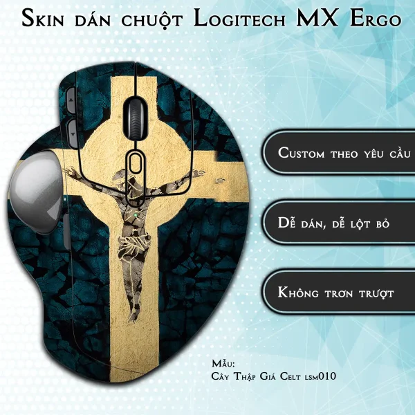Skin dán chuột Logitech MX Ergo mẫu Cây Thập Giá Celt lsm010