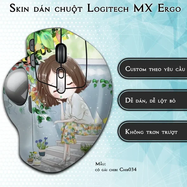 Skin dán chuột Logitech MX Ergo mẫu cô gái chibi Chib034