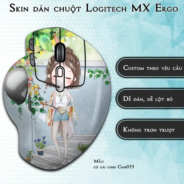 Skin dán chuột Logitech MX Ergo mẫu cô gái chibi Chib035