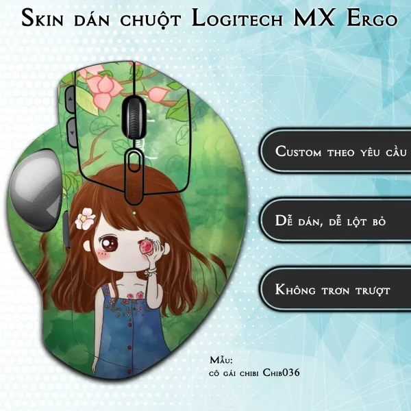 Skin dán chuột Logitech MX Ergo mẫu cô gái chibi Chib036