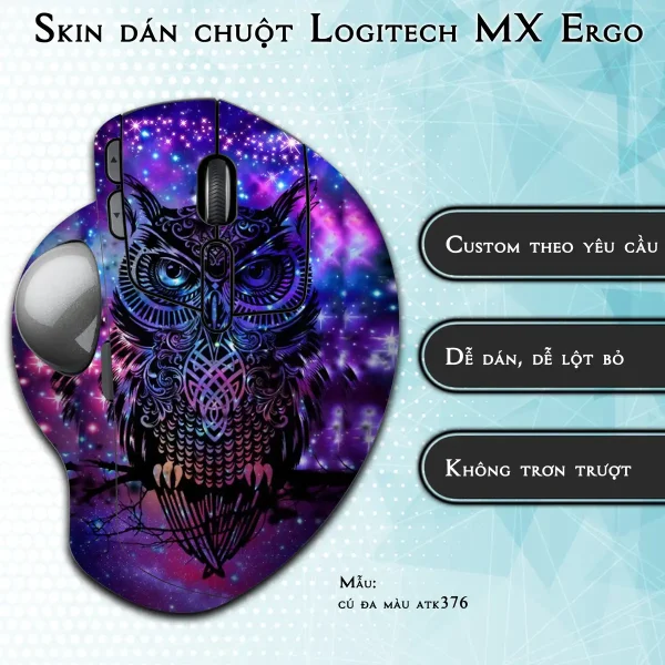 Skin dán chuột Logitech MX Ergo mẫu cú đa màu atk376