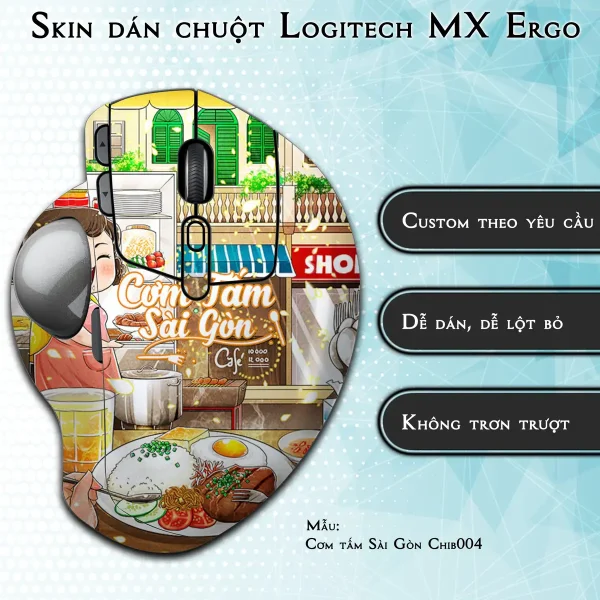 Skin dán chuột Logitech MX Ergo mẫu Cơm tấm Sài Gòn Chib004