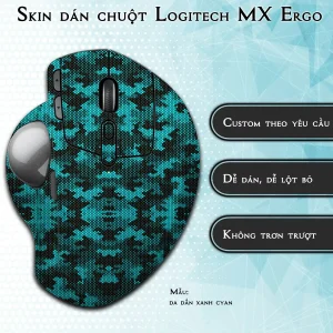 Skin dán chuột Logitech MX Ergo mẫu da dắn xanh cyan