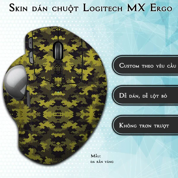 Skin dán chuột Logitech MX Ergo mẫu da rắn vàng