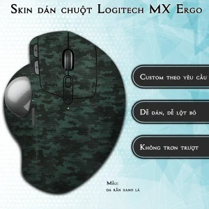 Skin dán chuột Logitech MX Ergo mẫu da rắn xanh lá