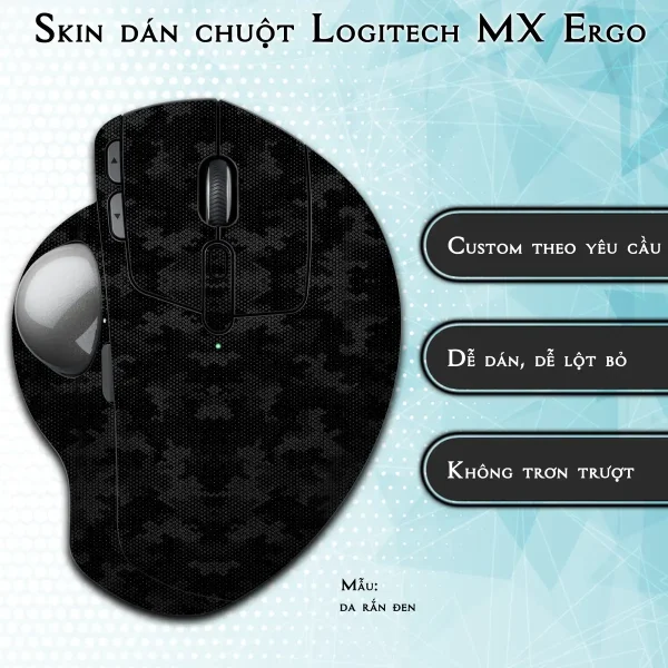 Skin dán chuột Logitech MX Ergo mẫu da rắn đen