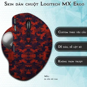 Skin dán chuột Logitech MX Ergo mẫu da rắn đỏ cam