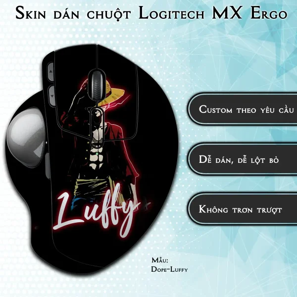Skin dán chuột Logitech MX Ergo mẫu Dope-Luffy