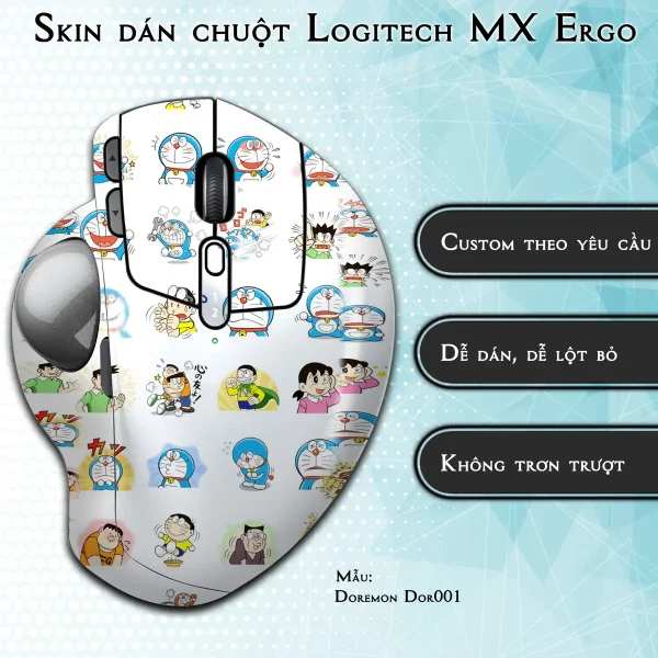 Skin dán chuột Logitech MX Ergo mẫu Doremon Dor001