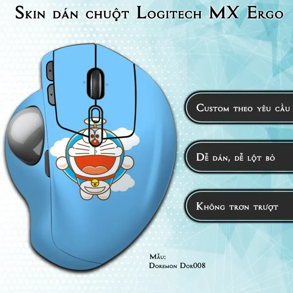 Skin dán chuột Logitech MX Ergo mẫu Doremon Dor008
