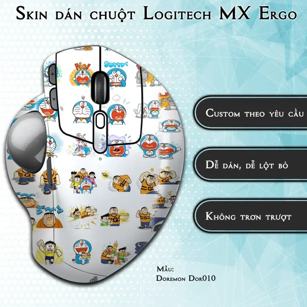 Skin dán chuột Logitech MX Ergo mẫu Doremon Dor010