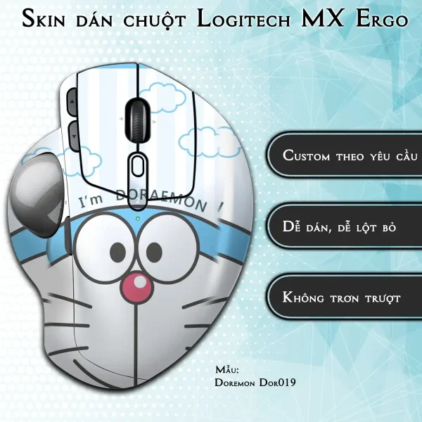 Skin dán chuột Logitech MX Ergo mẫu Doremon Dor019