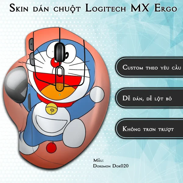 Skin dán chuột Logitech MX Ergo mẫu Doremon Dor020
