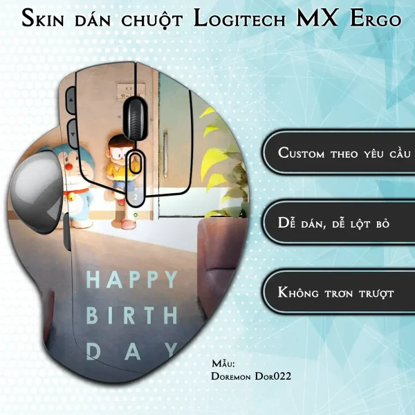 Skin dán chuột Logitech MX Ergo mẫu Doremon Dor022