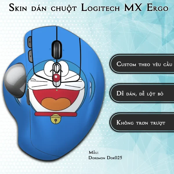 Skin dán chuột Logitech MX Ergo mẫu Doremon Dor025