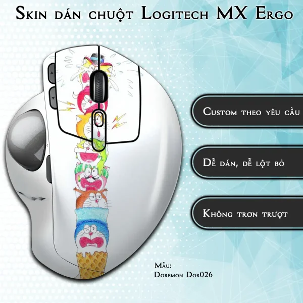 Skin dán chuột Logitech MX Ergo mẫu Doremon Dor026