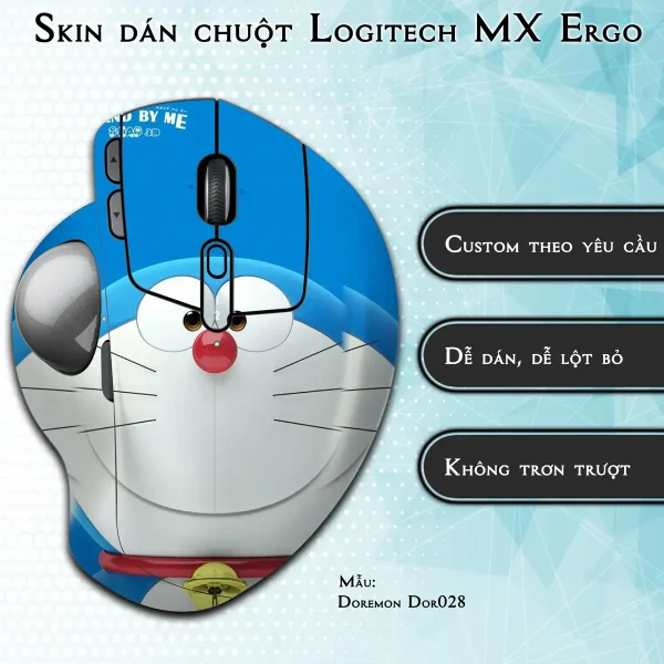 Skin dán chuột Logitech MX Ergo mẫu Doremon Dor028