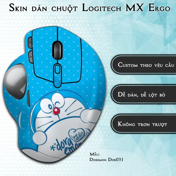 Skin dán chuột Logitech MX Ergo mẫu Doremon Dor031