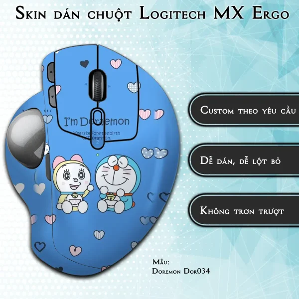 Skin dán chuột Logitech MX Ergo mẫu Doremon Dor034