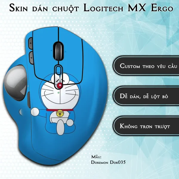 Skin dán chuột Logitech MX Ergo mẫu Doremon Dor035