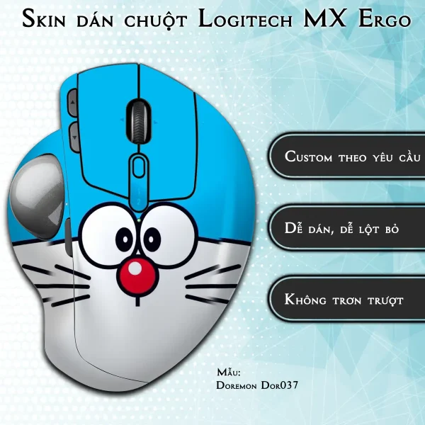 Skin dán chuột Logitech MX Ergo mẫu Doremon Dor037