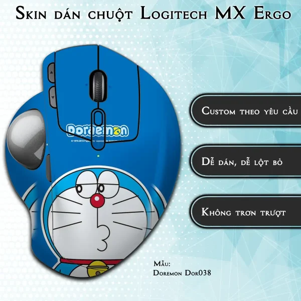 Skin dán chuột Logitech MX Ergo mẫu Doremon Dor038