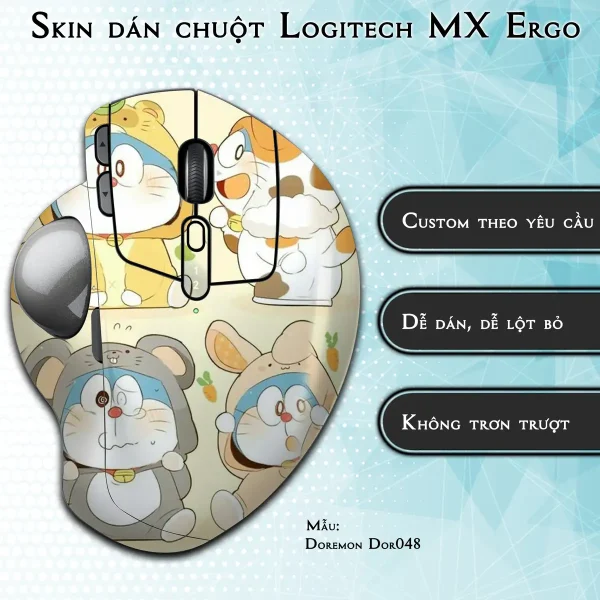 Skin dán chuột Logitech MX Ergo mẫu Doremon Dor048