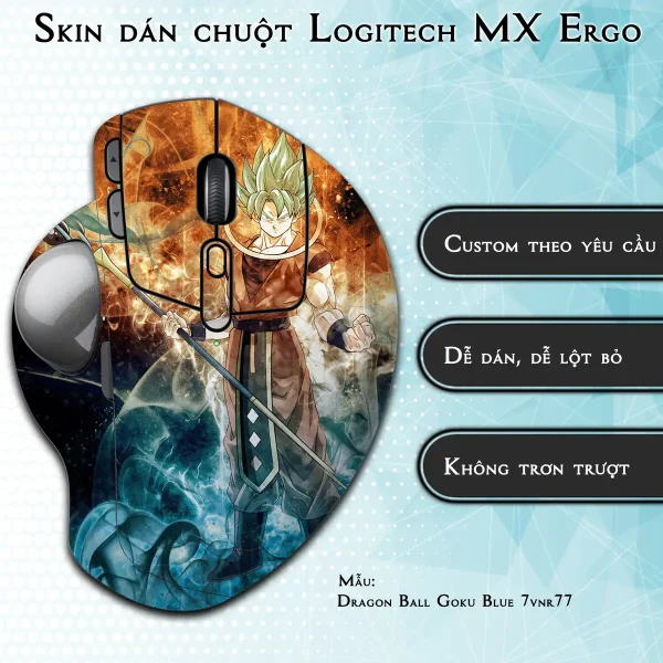 Skin dán chuột Logitech MX Ergo mẫu Dragon Ball Goku Blue 7vnr77