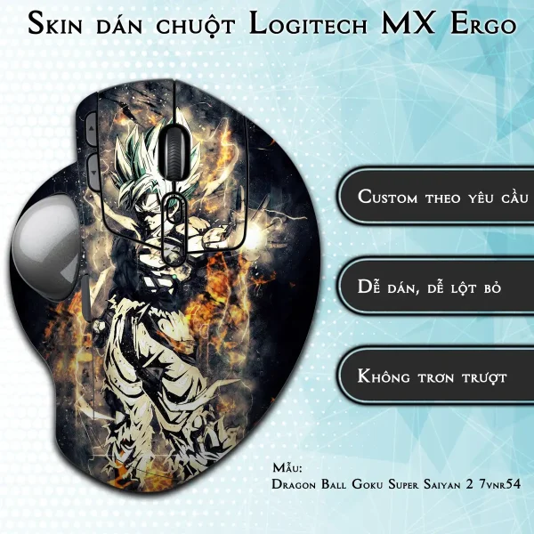 Skin dán chuột Logitech MX Ergo mẫu Dragon Ball Goku Super Saiyan 2 7vnr54